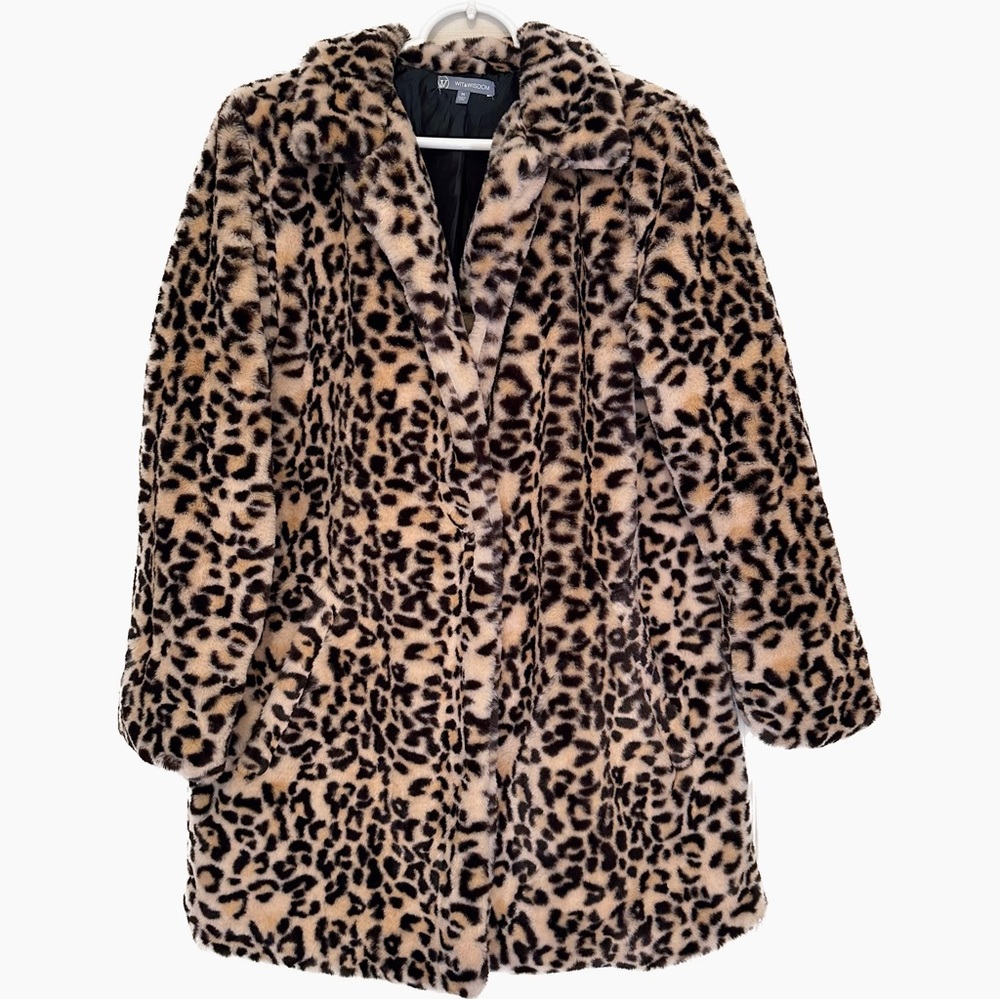 Wit & Wisdom Leopard Print Faux Fur Coat Size M